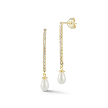 Sterling Statements 14K Yellow Gold Over Sterling Silver Freshwater
Pearl Tennis Dangle Earrings