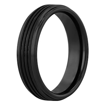Robert Alton Men's Multi Groove Black Ion Plated Band Ring In Tungsten