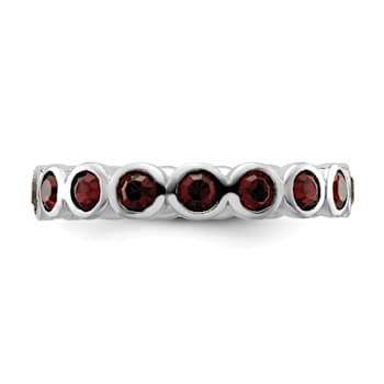 Sterling Silver Stackable Expressions Red Crystal Ring