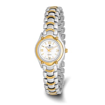 Ladies Charles Hubert Two-tone Brass White Dial Watch