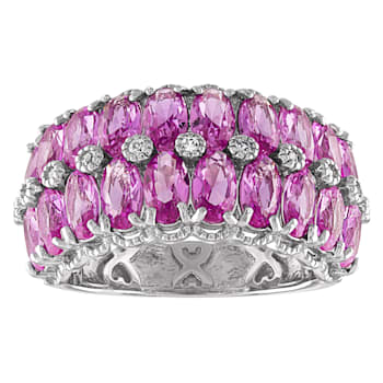 Sterling Silver Lab Created Pink Sapphire and White Sapphire Ring 4.75ctw