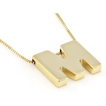 Block Letter M Initial Necklace In 10K Yellow Gold