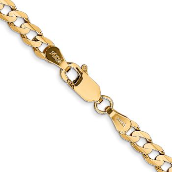 14k Yellow Gold 3.8mm Solid Open Concave Curb 22 Inch Chain