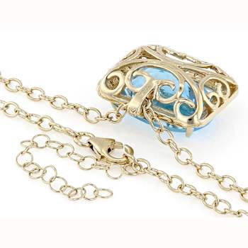 Sky Blue Topaz And White Topaz Pendant Necklace In 18K Gold Over
Sterling Silver 23.90ctw