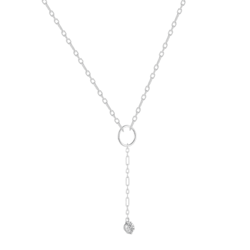 Round White Topaz Rhodium Over Sterling Silver Dainty Necklace, 0.30ct