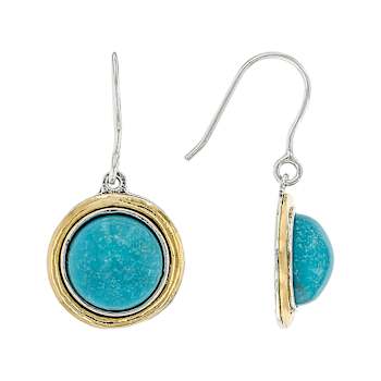 Turquoise And Gold Two-Tone Drop Earrings In Sterling Silver
