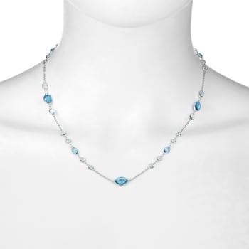 Swiss Blue Topaz 14k White Gold 18" Necklace 7.93ctw