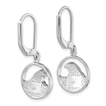 Rhodium Over Sterling Silver Crystal Whitecap Wave Dangle Earrings