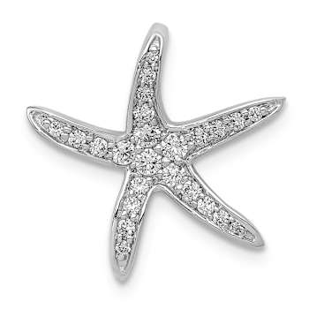 Rhodium Over 14k White Gold Diamond Starfish Chain Slide Pendant