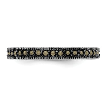 Rhodium Over Sterling Silver Stackable Expressions Marcasite Band