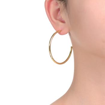 Large Open Hoop Earrings In 14K Gold Over Brass