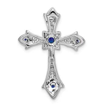 Rhodium Over 10k White Gold 0.09 cttw Sapphire and Diamond Fleur-de-Lis
Cross Slide Pendant