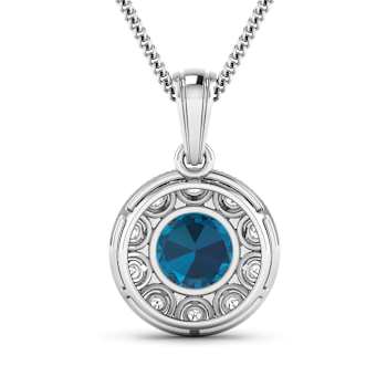 2.05ctw 14K White Gold Blue London Blue Topaz and White Diamond Pendant
with 18 inch Cable Chain