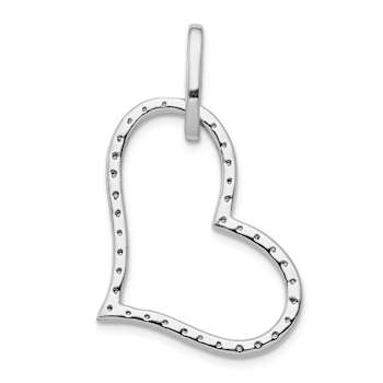 Rhodium Over 14k White Gold Diamond Heart Pendant