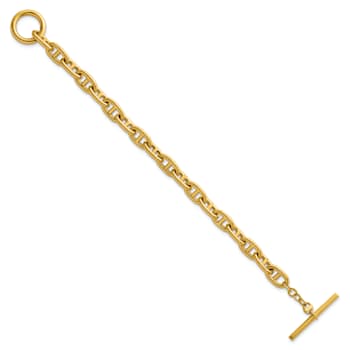 14K Yellow Gold 8mm Anchor Link 8 inch Toggle Bracelet