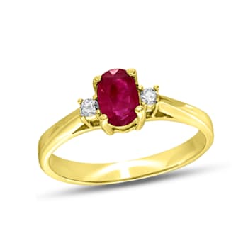 0.45cttw Ruby and Diamond Ring set in 14k Yellow Gold
