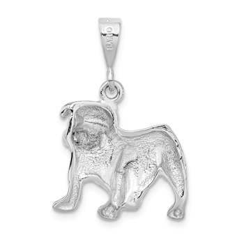 Rhodium Over 14k White Gold Bulldog Pendant