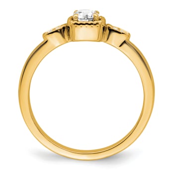 14K Yellow Gold Petite Rope Edge Round Diamond Ring 0.24ctw