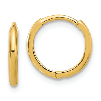 14K Yellow Gold Polished 1.45mm Hinged Huggie Hoop Earrings