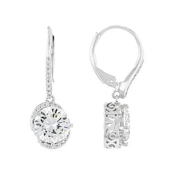 CZ Drop Earrings In Platinum-Enhanced Sterling Silver 6.28ctw