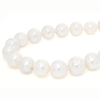 Freshwater Pearl Beaded Necklace In Sterling Silver 24 Inch