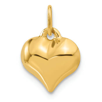 14k Yellow Gold 3D Polished Puffed Heart Pendant