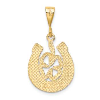 14k Yellow Gold Textured Good Luck Clover Pendant