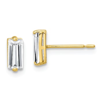 10k Yellow Gold Polished Cubic Zirconia Stud Earrings