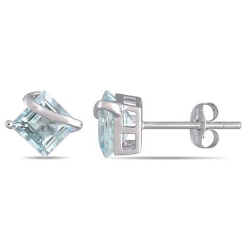 Aquamarine 10K White Gold Earrings 2.00ctw