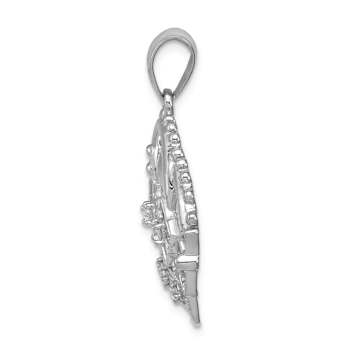 Rhodium Over 14k White Gold Diamond Crown Pendant