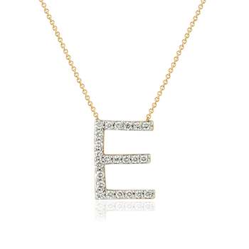 Lab-Grown Diamond Initial E Necklace In 14K Gold Over Sterling Silver 0.50ctw