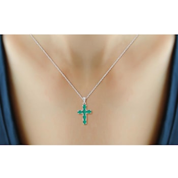 Green Emerald Rhodium Over Sterling Silver Pendant with Chain 1.80ctw