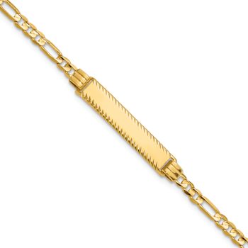 14k Yellow Gold Diamond-Cut Figaro Link ID Bracelet