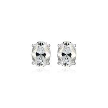 Oval Moissanite Platineve Stud Earrings 1.90ctw DEW