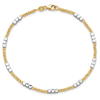 14K Two-tone Diamond-cut Beaded 7.5-inch Bracelet