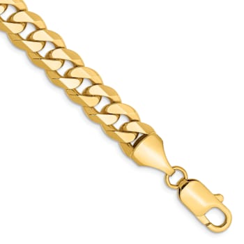 14k Yellow Gold 8.5mm Flat Beveled Curb Link Bracelet