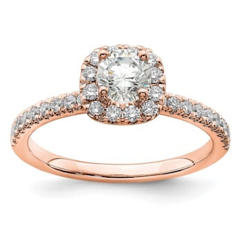 14K Rose Gold Eternal Promise Lab Grown Diamond Halo Complete Ring 0.75ctw
