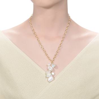Pear Shape Freshwater Pearl Solitaire Pendant In 14K Gold Over Sterling Silver