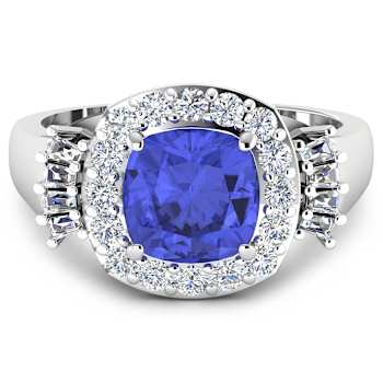 2.72ctw Violet Tanzanite and Diamond 14K White Gold Halo Ring