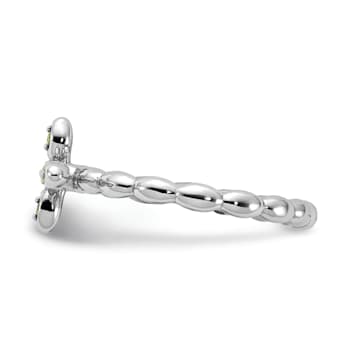 Rhodium Over Sterling Silver Stackable Expressions Cross Peridot Ring 0.09ctw