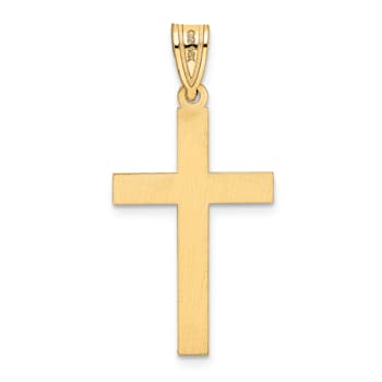 14k Yellow Gold Florentine Satin Cross Pendant