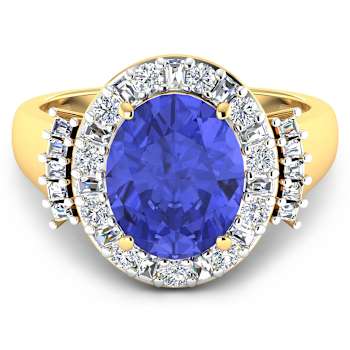 4.26ctw Violet Tanzanite and Diamond 14K Yellow Gold Halo Ring