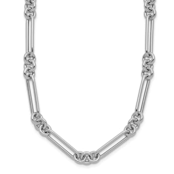Rhodium Over 14k White Gold Polished Fancy Link Necklace