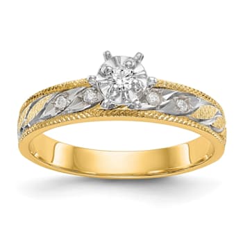 14K Yellow Gold AA Quality Engagement Ring 0.09ctw