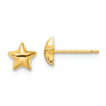 14k Yellow Gold Polished Star Stud Earrings