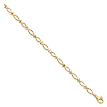 10k Yellow Gold Polished Religious Fish Link Bracelet