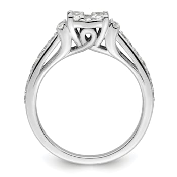 Rhodium Over 14K White Gold Lab Grown Diamond VS/SI GH, Cluster Ring 0.739ctw