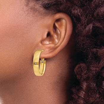 14k Yellow Gold 1 1/8" Oval Hoop Earrings