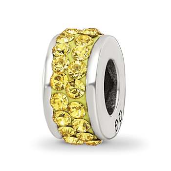 Sterling Silver Reflections Yellow Double Row Preciosa Crystal Bead