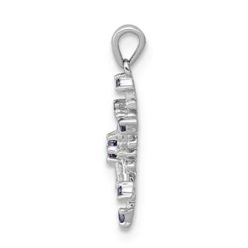 Rhodium Over 14k White Gold Blue and White Diamond Snowflake Pendant